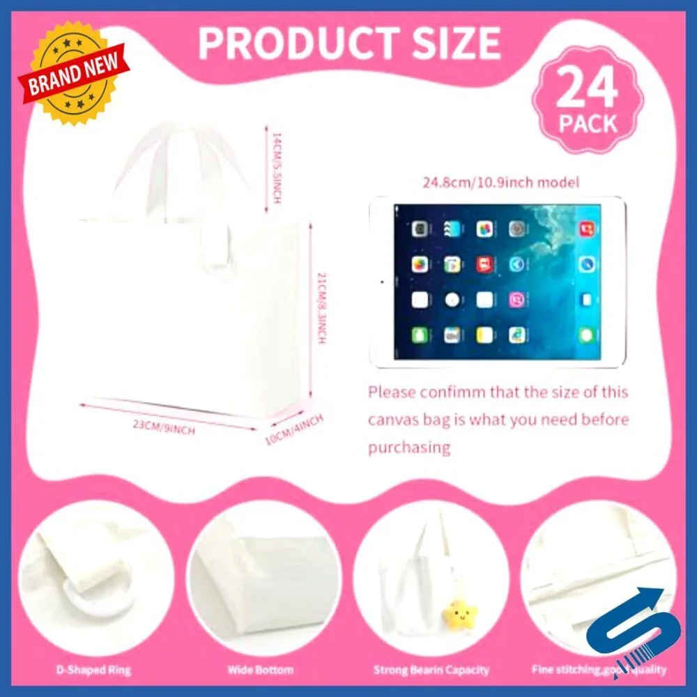 Mini Canvas Tote Bags Bulk DIY Sublimation Reusable Cute Totes